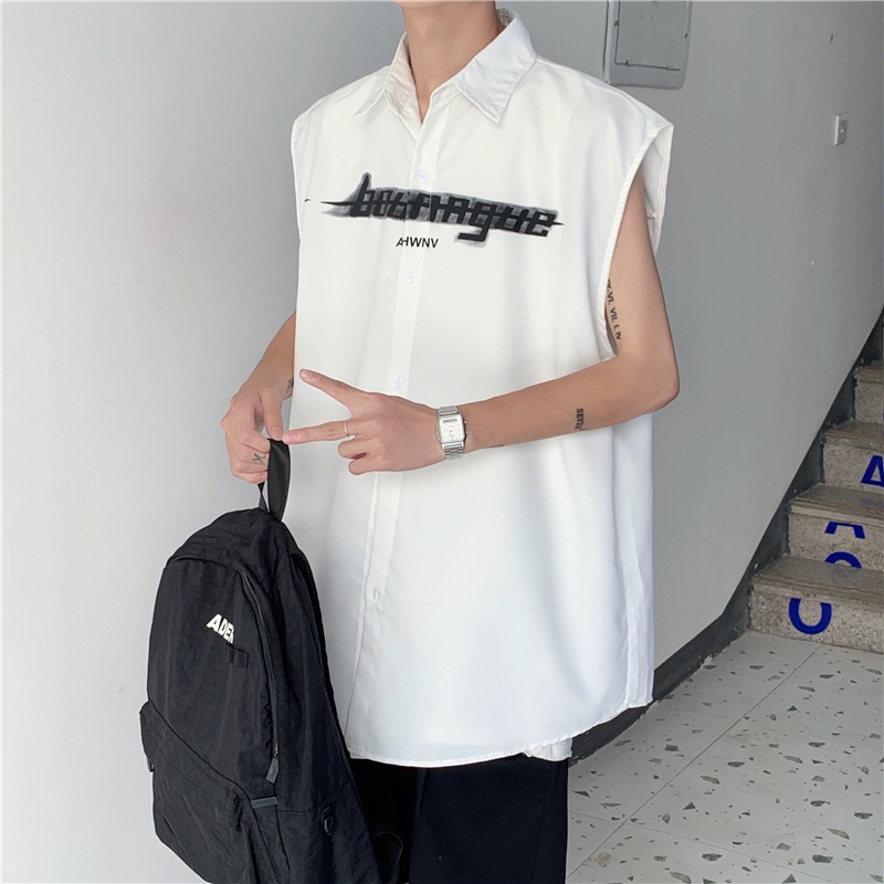 Áo Sơ Mi Không Tay Dáng Rộng Thời Trang Mùa Hè Nhật Bản Dành Cho Nam