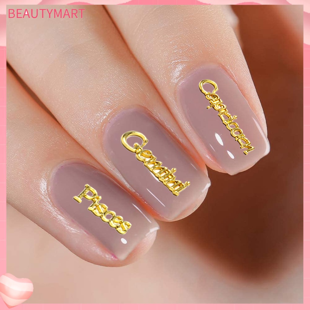 Set 12 Phụ Kiện Trang Trí Móng Tay Tạo Hiệu Ứng 3D DIY Hình Chữ Cái Đính Đá