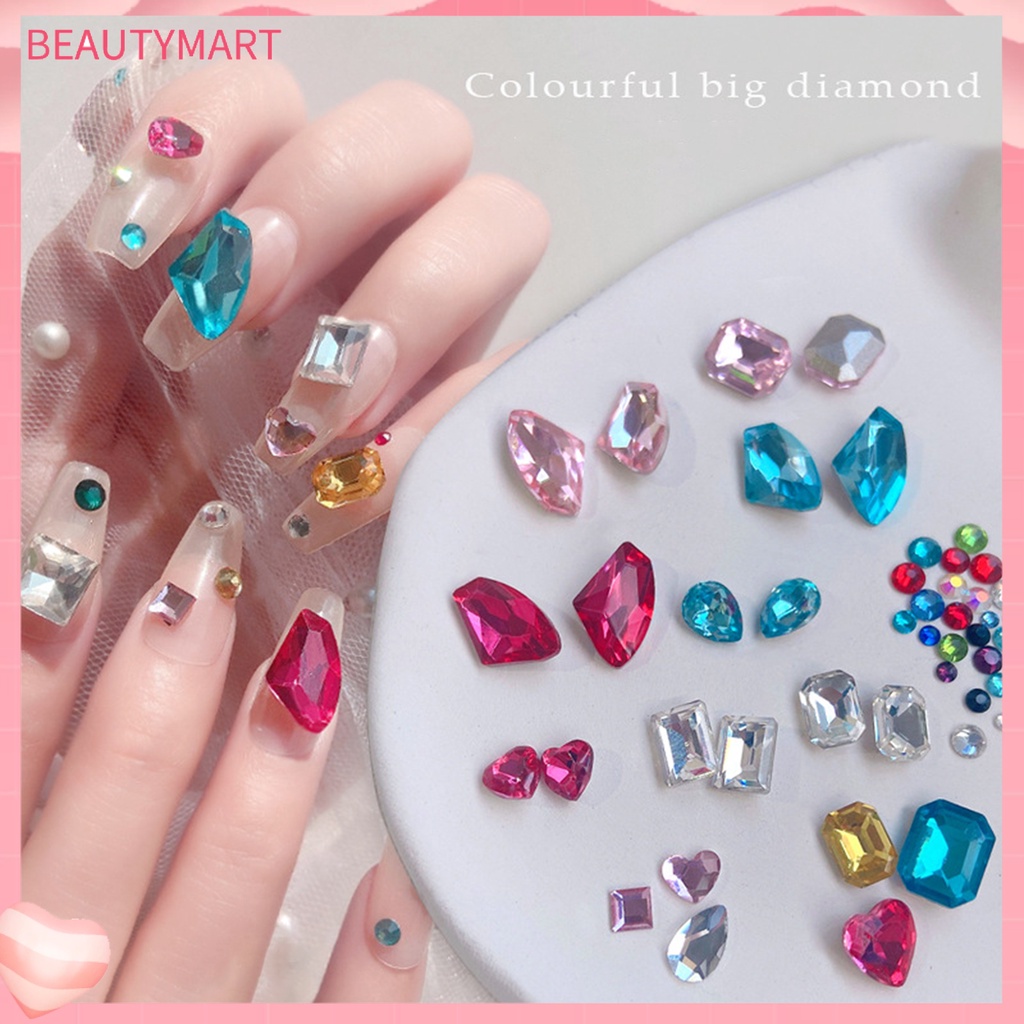 Phụ Kiện Đá Trang Trí Móng Tay Nhiều Mặt Hình Trái Tim Xinh Xắn