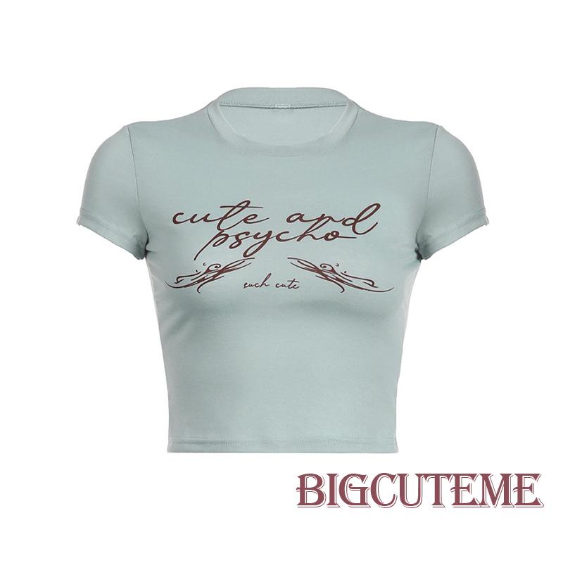 Áo Thun Crop Top Tay Ngắn In Chữ Phong Cách Đường Phố Thời Trang Mùa Hè Cho Nữ