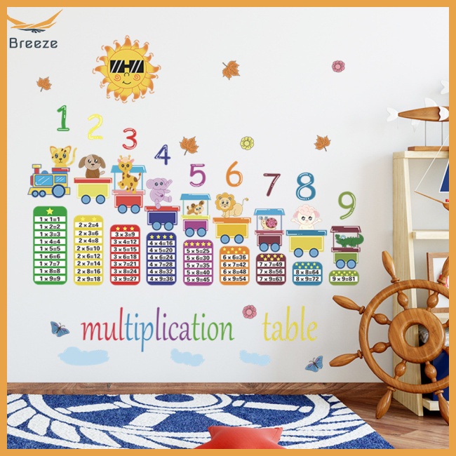 Set 2 Tấm Đề Can Dán Tường In Hình Động Vật Hoạt Hình Trang Trí Phòng Bé