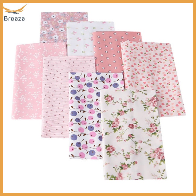 Set 8 Tấm Vải Cotton Nguyên Chất Họa Tiết Hoa Dành Cho May Vá Thủ Công Diy