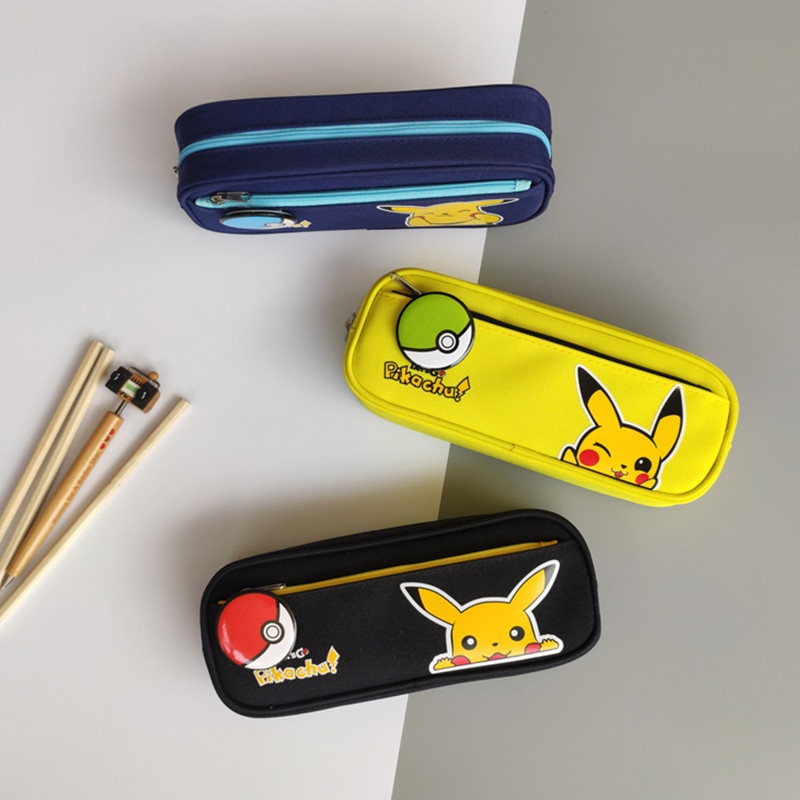 Túi Đựng Bút In Hình Pikachu Hoạt Hình Dễ Thương Cho Học Sinh