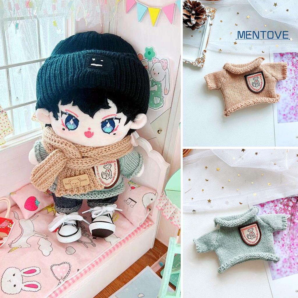 Áo Sweater Vải Cotton Dệt Kim 20cm In Hình Gấu Dễ Thương Cho Búp Bê