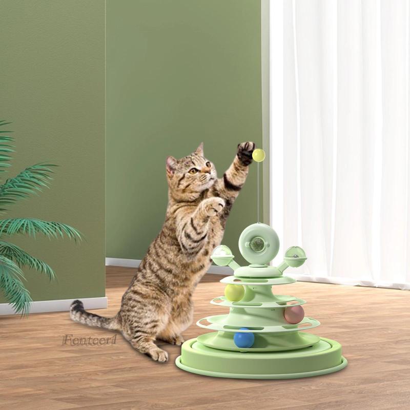 [Fenteer1] Đồ Chơi Xếp Hình Đường Ray Vòng Tròn 3 Lớp Vui Nhộn Cho Mèo Cưng