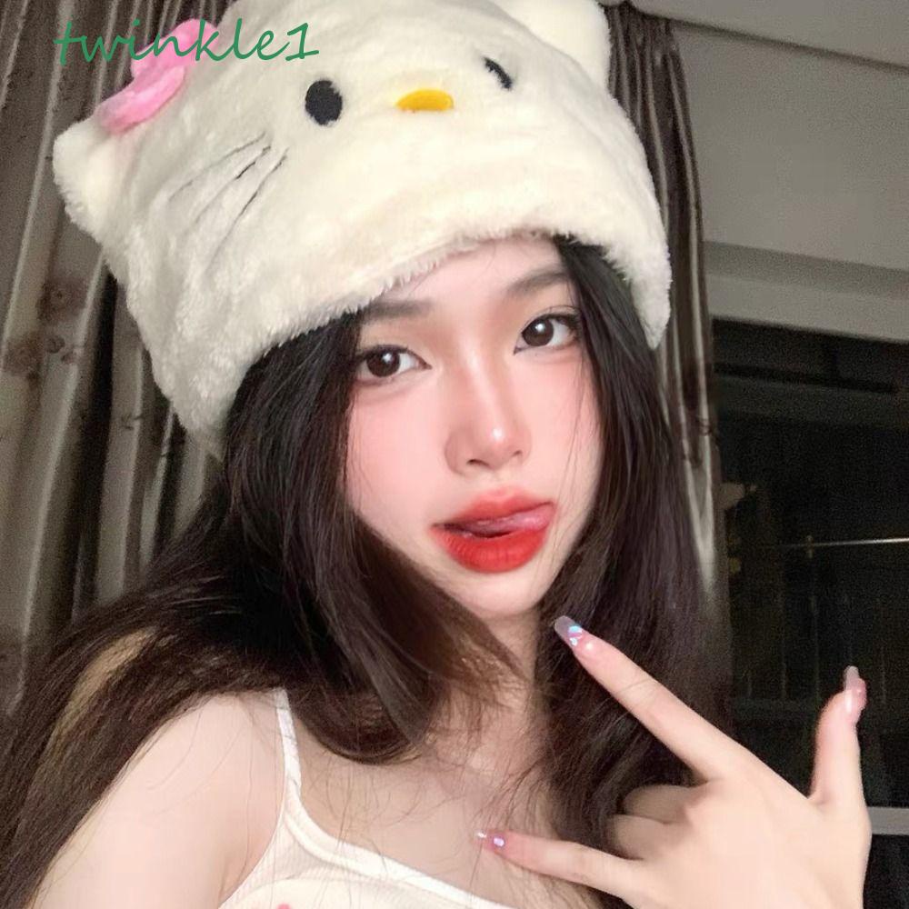 Mũ Lông Mèo Lấp Lánh Mềm Mại Ấm Áp Chống Gió Thời Trang Mùa Đông Cho Nữ
