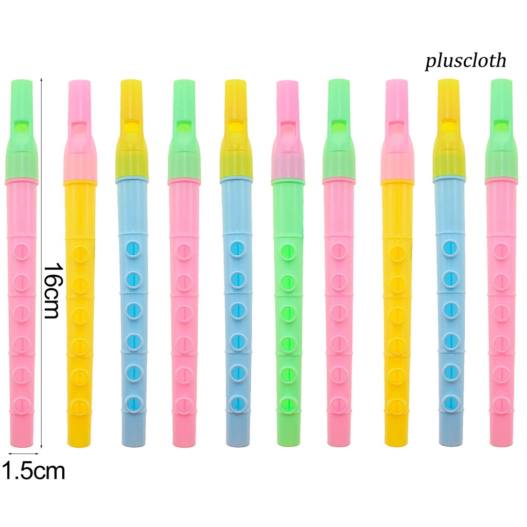Set 10 Sáo Đồ Chơi 6 Lỗ Mini Di Động Có Thể Tháo Rời Thiết Kế Hoạt Hình Cho Bé