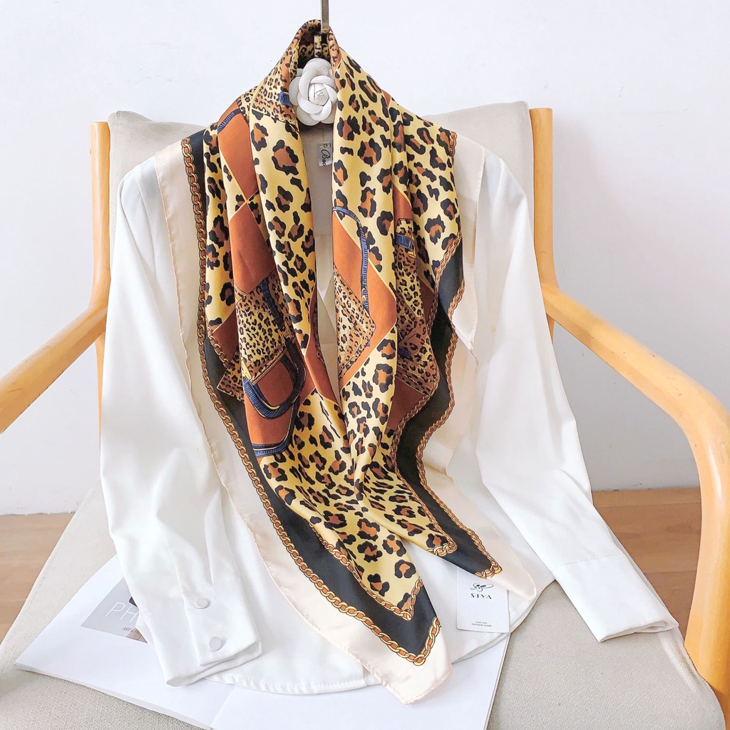 Khăn Quàng Cổ Lụa Mỏng Dáng Vuông Nhỏ 90 * 90cm Phong Cách Âu Mỹ Thời Trang Xuân Hè Cho Nữ