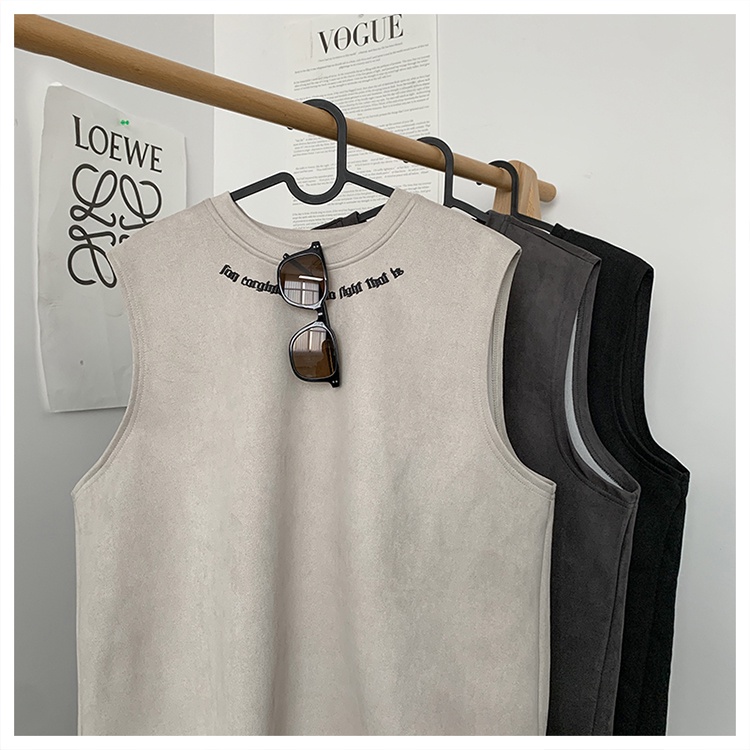 Áo Thun Da Lộn Không Tay Dáng Rộng Thời Trang Mùa Hè Phong Cách Đường Phố Mỹ Hàng Mới Dành Cho Bạn Nam