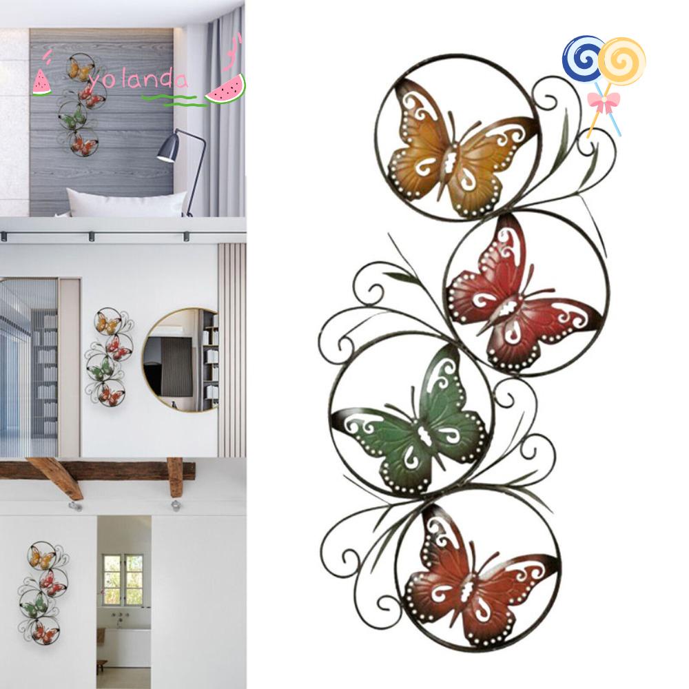 Hình Dán Tường Bằng Silicon Họa Tiết Bướm Kim Loại Phong Cách Hiện Đại