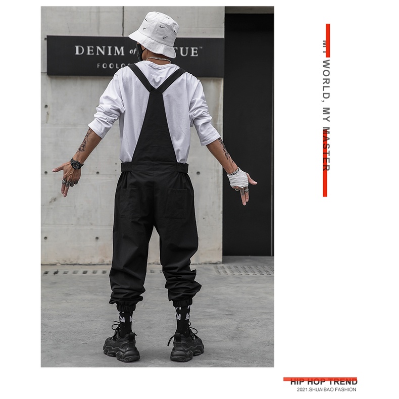 Quần Yếm Legging Màu Tối Phong Cách Đường Phố Cá Tính Cho Nam