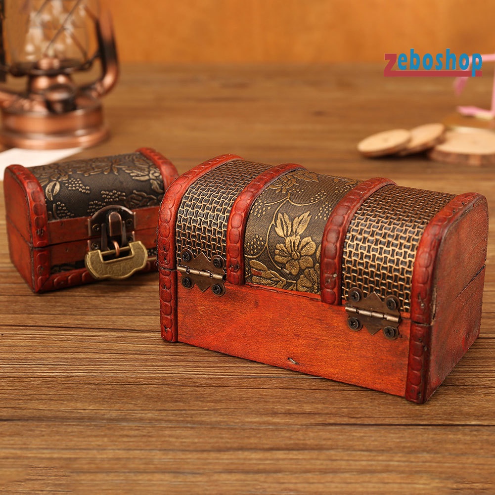 Hộp Đựng Trang Sức In Hoa Nhỏ Xinh Có Khóa Kiểu Retro