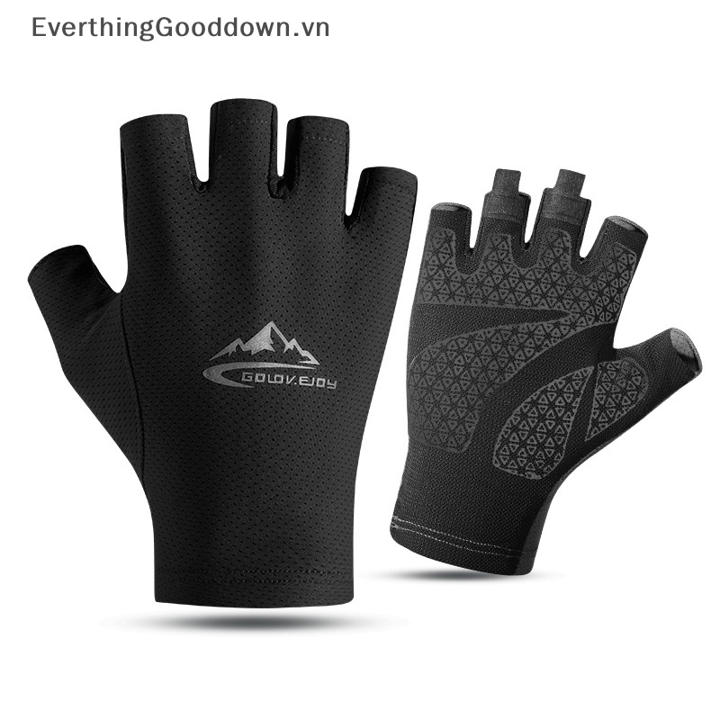 Everthinggooddown Găng Tay Nửa Ngón Bằng Lụa Lạnh Thoáng Khí Chống Trượt Trọng Lượng Nhẹ Dùng Khi Chạy Bộ /