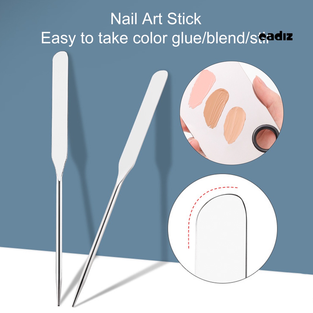 Set 3 Dụng Cụ Đánh Dấu Trang Điểm Móng Bằng Thép Không Gỉ Với Bảng Pha Màu Giả Da Hai Đầu Xiên Tròn Chuyên Nghiệp