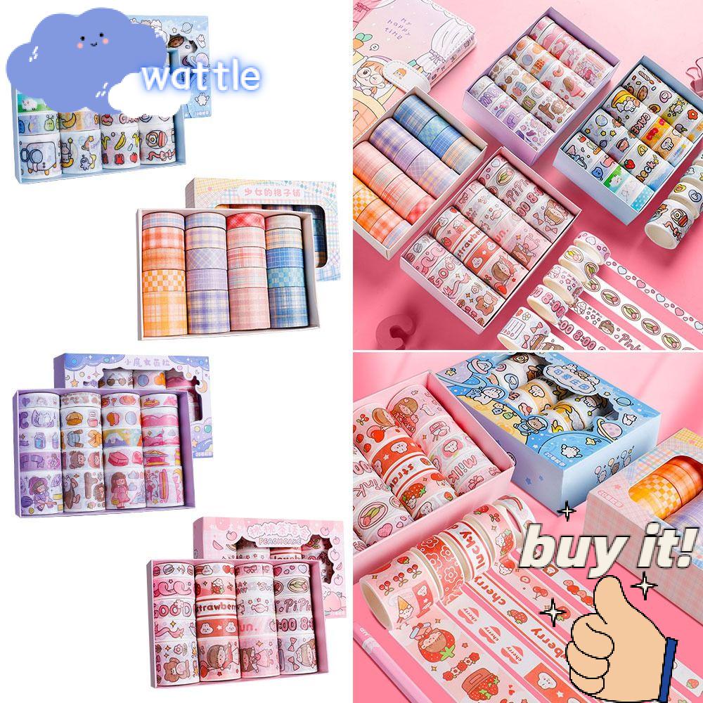 Bộ 20 Cuộn Băng Keo Washi Họa Tiết Trái Tim Dễ Thương Trang Trí Sổ Tay DIY