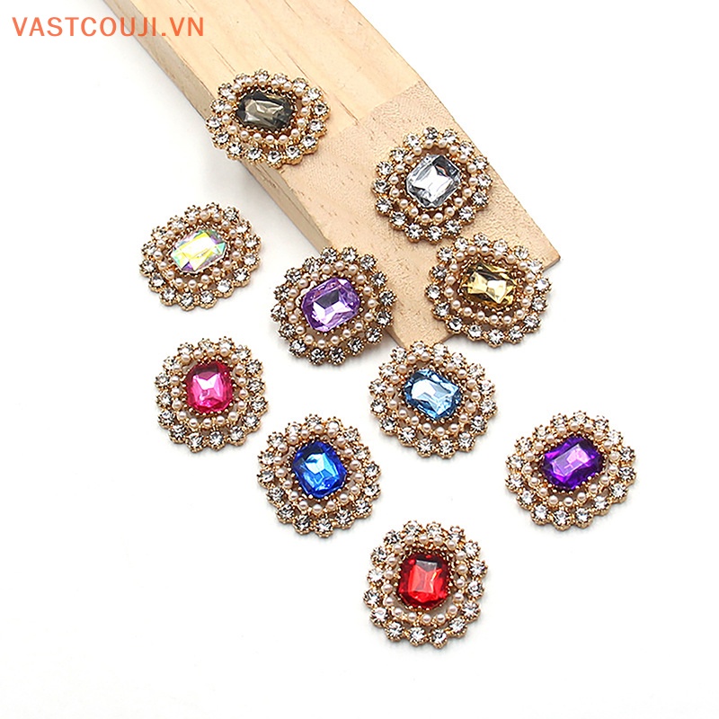 Bộ 2 Nút Hợp Kim Hình Vương Miện Đính Đá Dùng Làm Trang Sức DIY