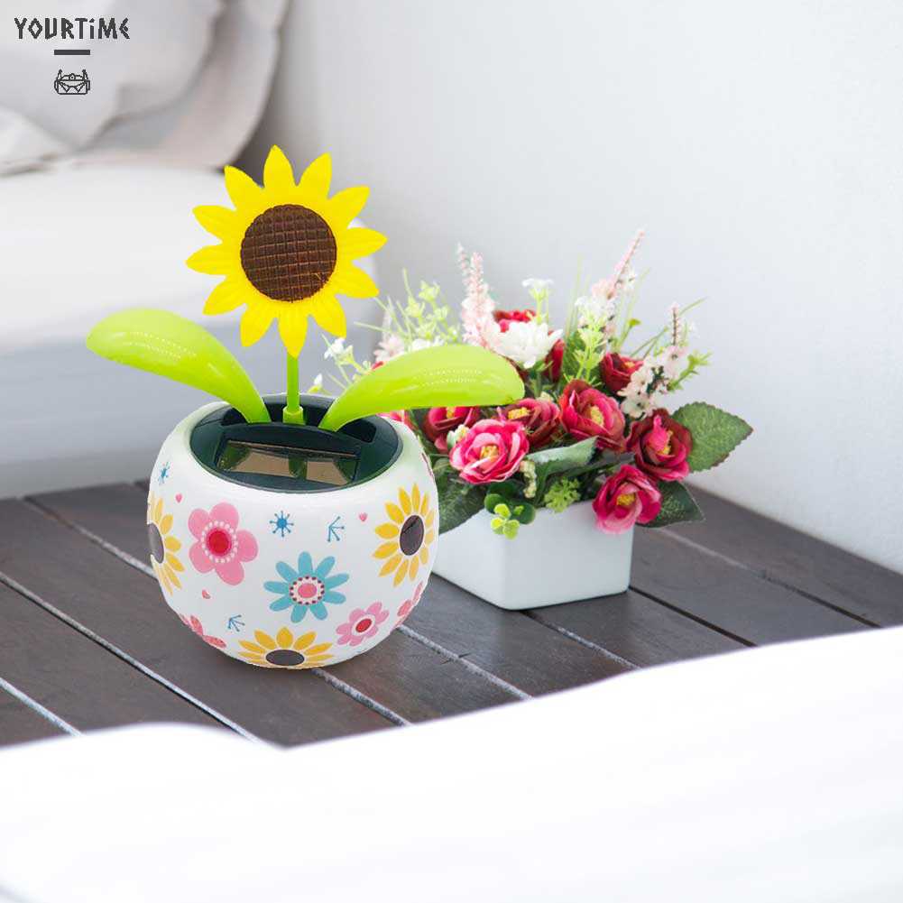Chậu Hoa Hướng Dương Nắp Lật Trang Trí Xe Hơi Sử Dụng Năng Lượng Mặt Trời