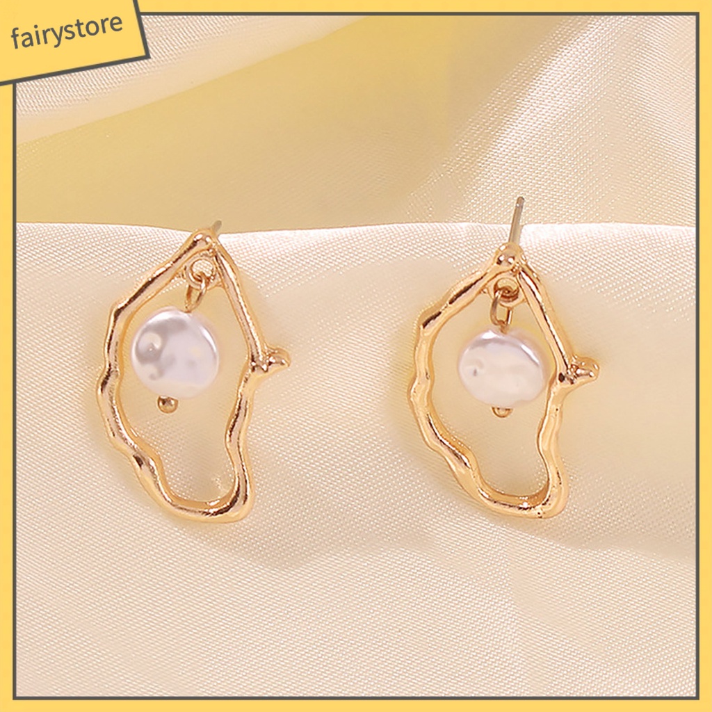 1 Đôi Bông Tai Thả Lủng Lẳng Đính Hạt Giả Ngọc Trai Thời Trang Mặc Hàng Ngày