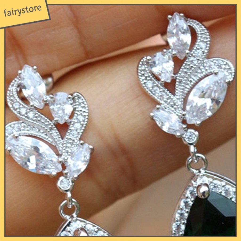 1 Đôi Bông Tai Hình Giọt Nước Đính Đá Lấp Lánh Dành Cho Nữ