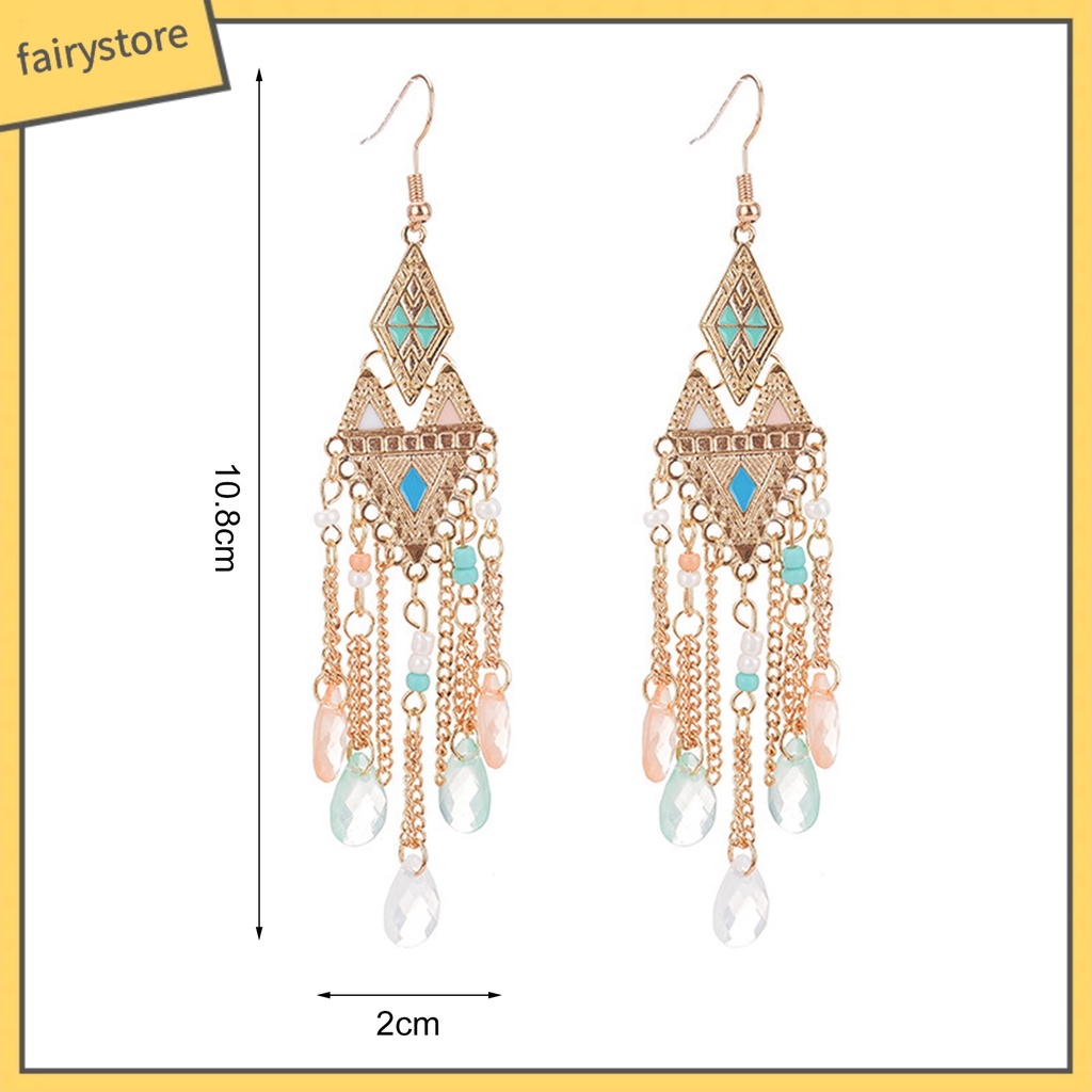 1 Đôi Bông Tai Tua Rua Đính Pha Lê Lấp Lánh