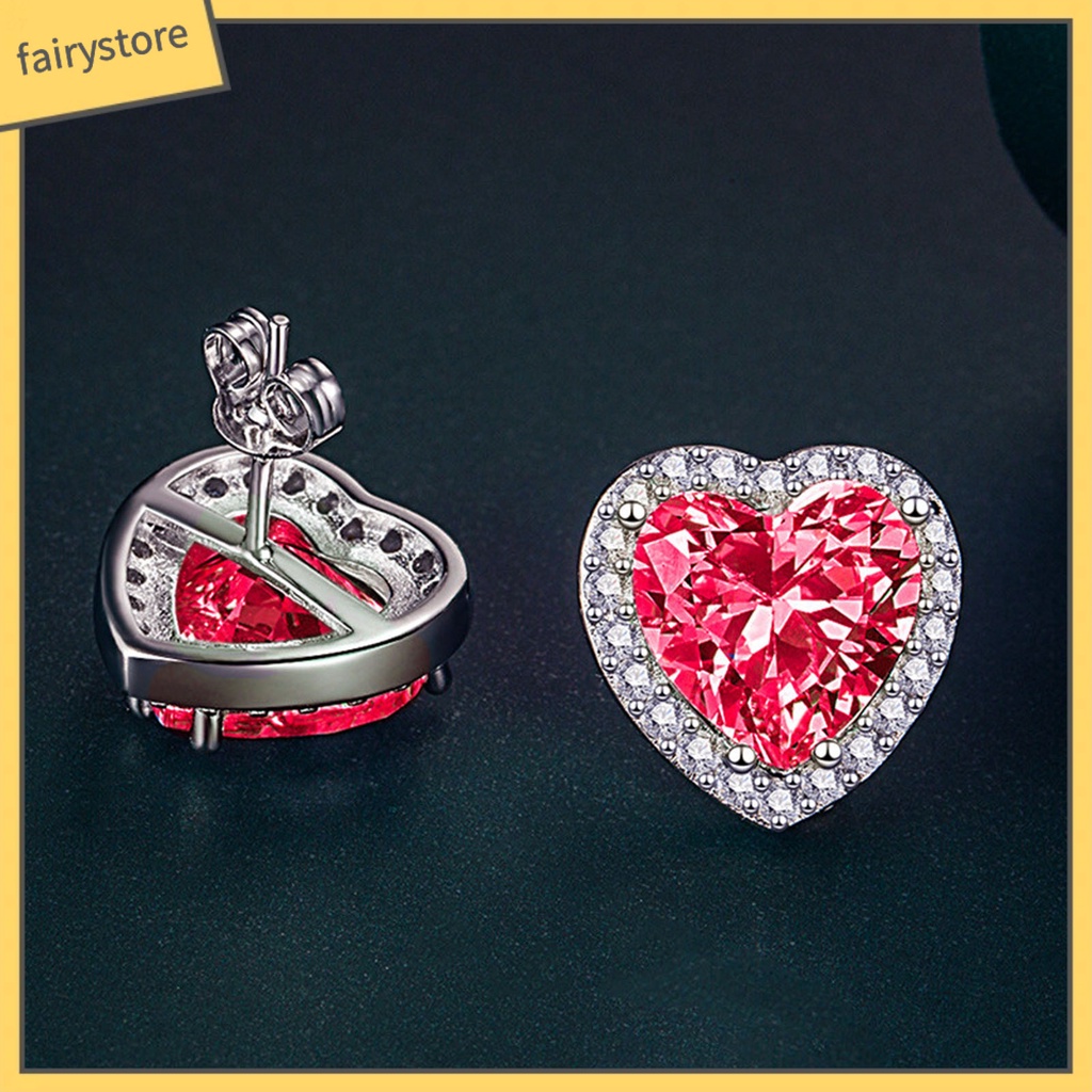 1 Đôi Bông Tai Hợp Kim Hình Trái Tim Lấp Lánh