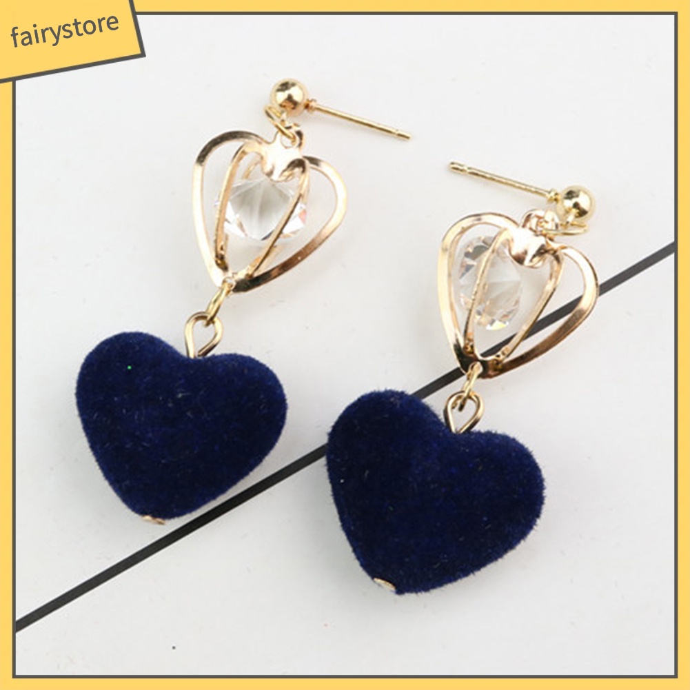 Bông Tai Hình Trái Tim / Vương Miện Đính Đá Lấp Lánh Thời Trang Cho Nữ