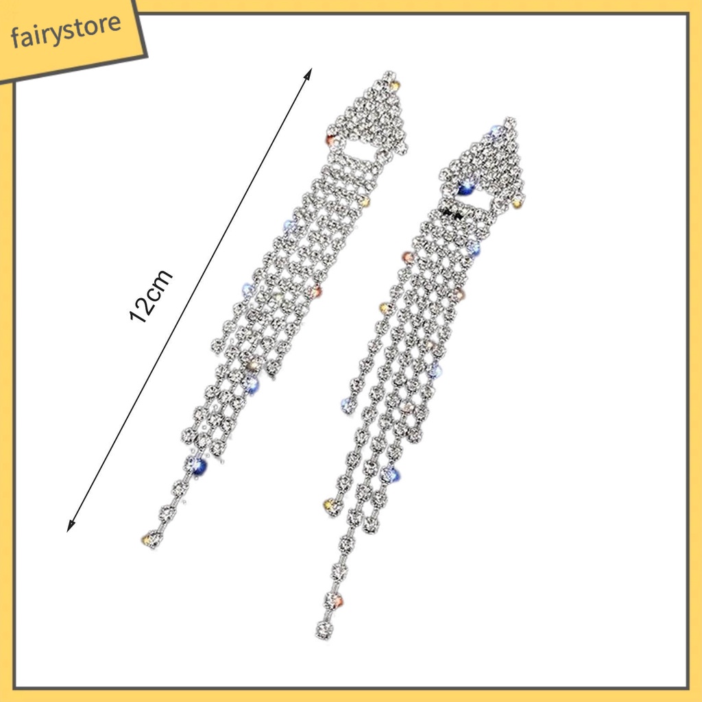 1 Đôi Bông Tai Dáng Dài Đính Đá Lấp Lánh Thời Trang Dự Tiệc