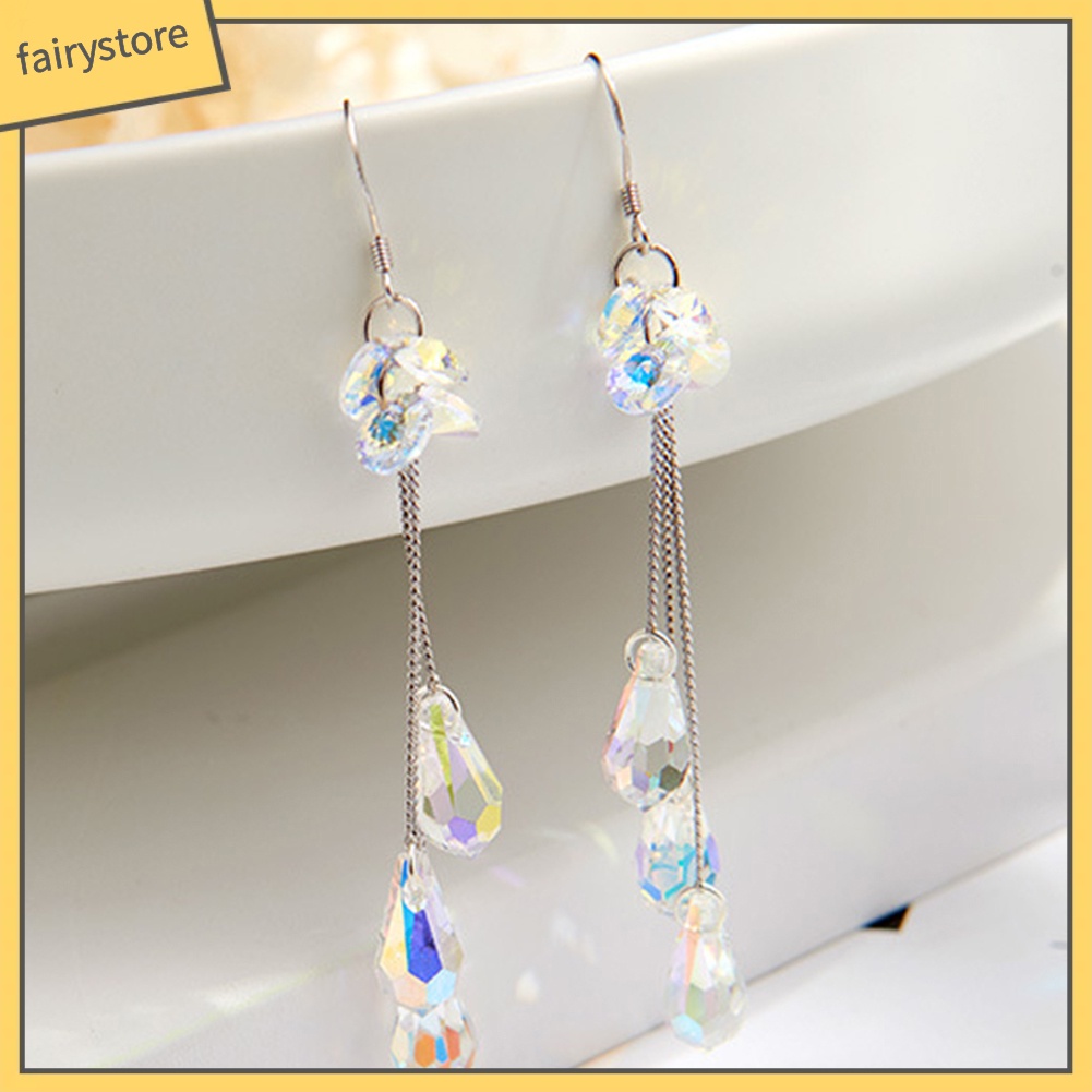 Bông Tai Dáng Dài Đính Đá Nhiều Màu Sắc Thời Trang Cho Nữ