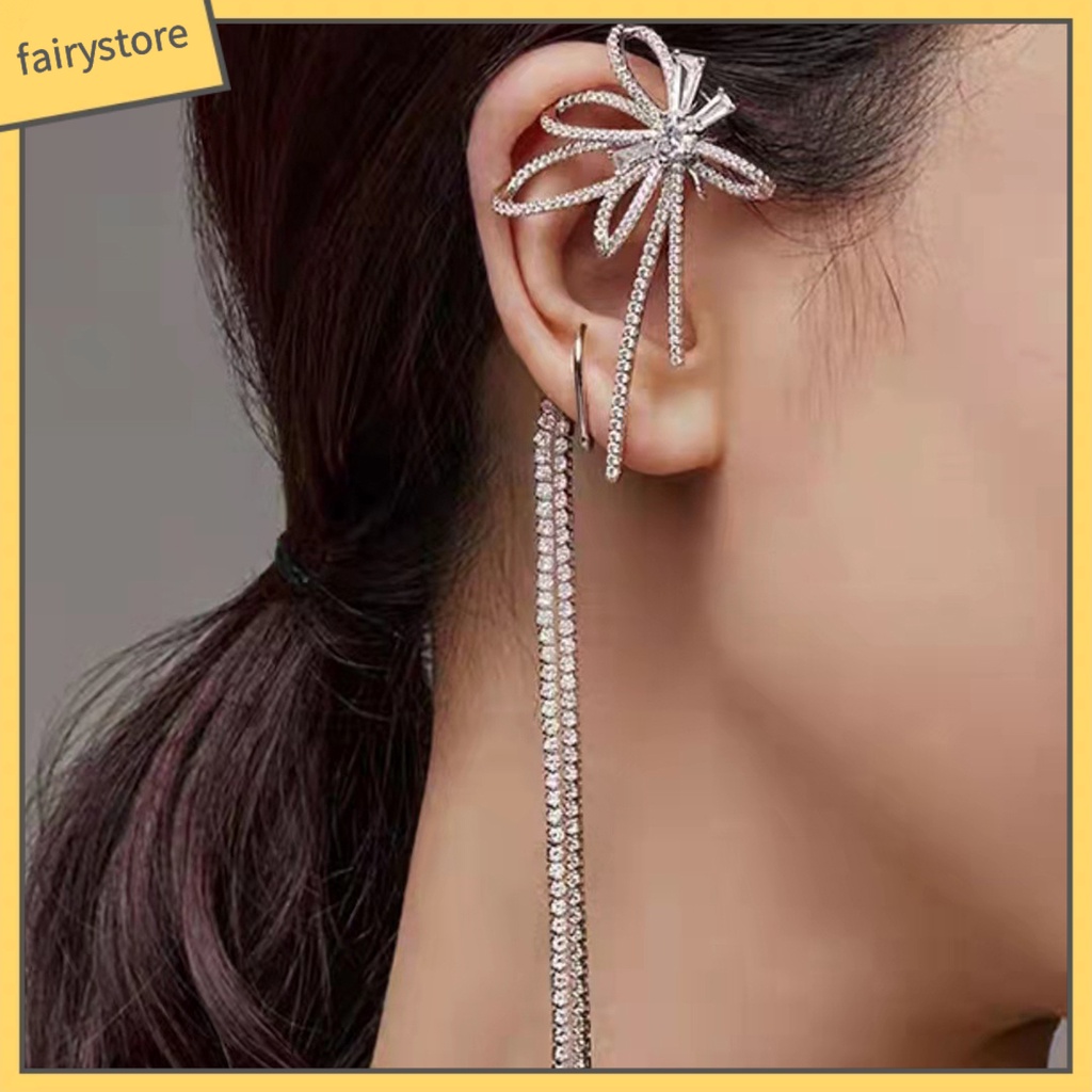 1 Khuyên Kẹp Vành Tai Hình Hoa Bướm Lấp Lánh Thời Trang