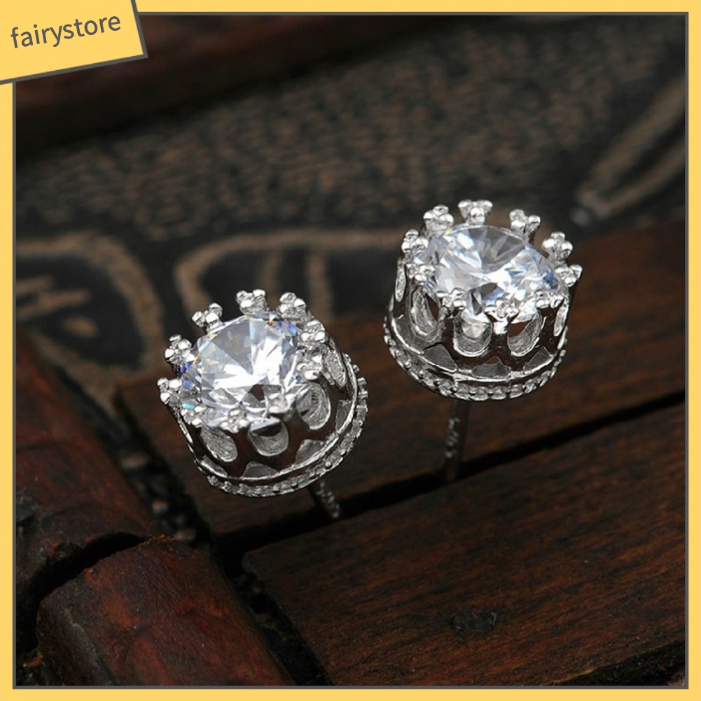 Bông Tai Hình Tròn Khắc Họa Tiết Đính Đá Zircon Thời Trang Cho Nữ