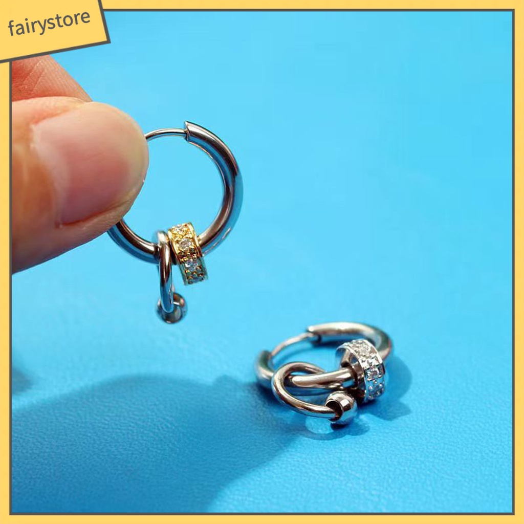 1 Khuyên Tai Thép Titan Nhiều Lớp Phong Cách Hip Hop Đơn Giản Thời Trang Cho Nam