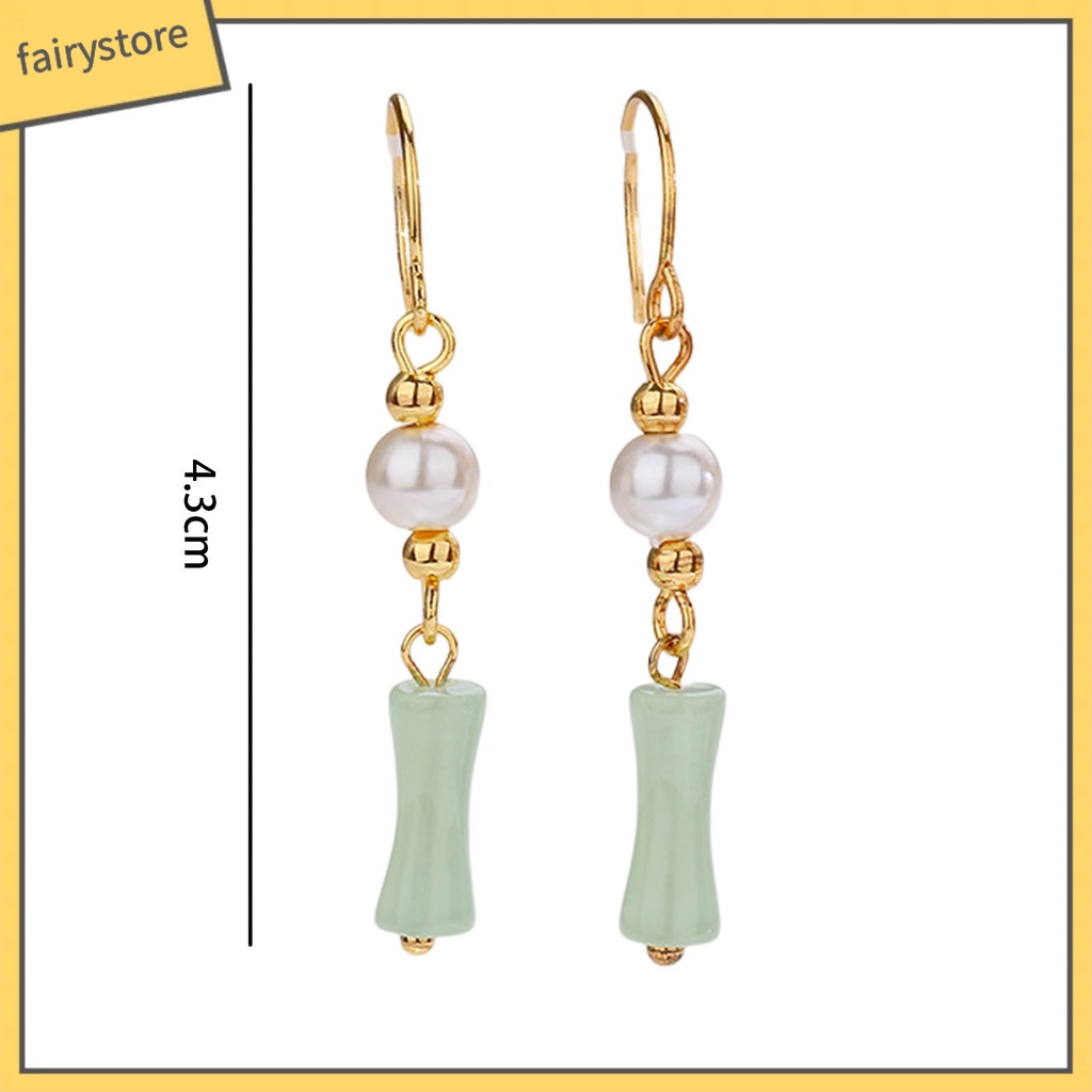 [FRO] 1 Đôi Bông Tai Móc Xỏ Hạt Ngọc Trai Giả Phong Cách Trung Quốc