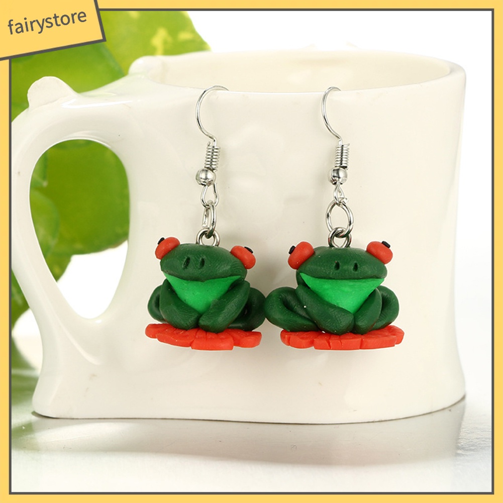 Bông Tai Dạng Móc Hình Thú Hoạt Hình 3D Bằng Đất Sét Polymer Dễ Thương Cho Nữ