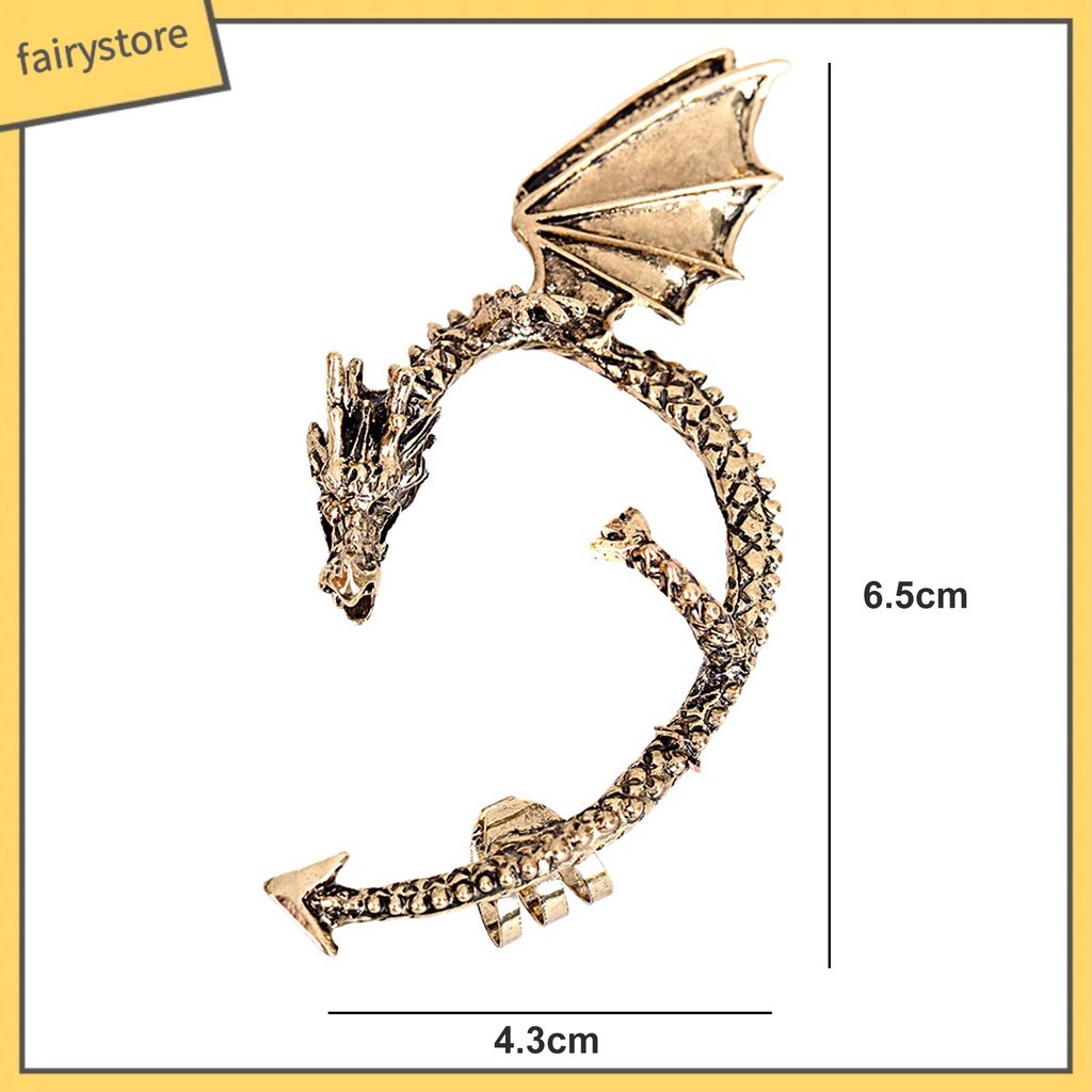 1 Khuyên Kẹp Vành Tai Hình Rồng Phong Cách Hip Hop Gothic Punk Thời Trang
