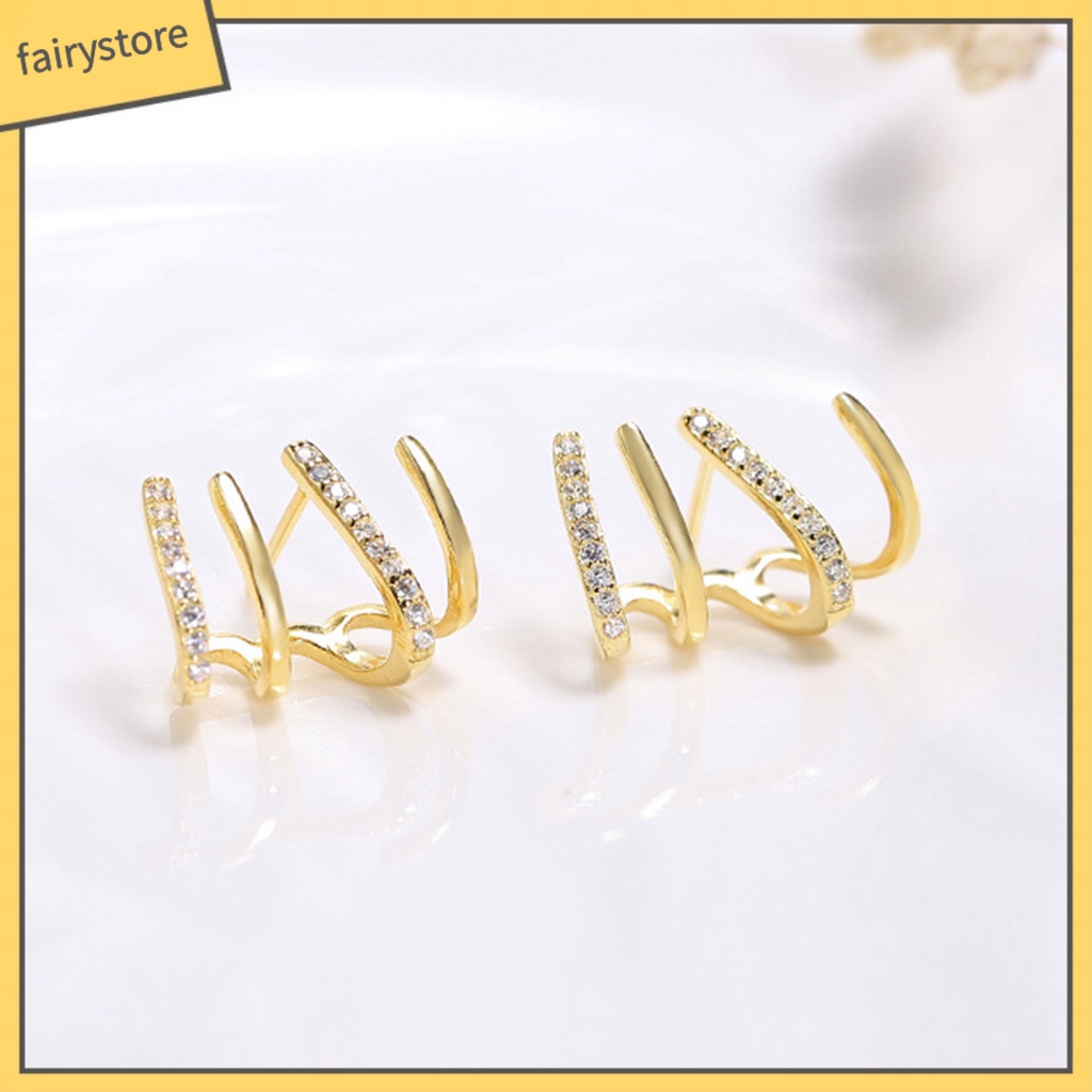 1 Đôi Bông Tai Móng Vuốt Đính Đá Lấp Lánh Thời Trang Dự Tiệc