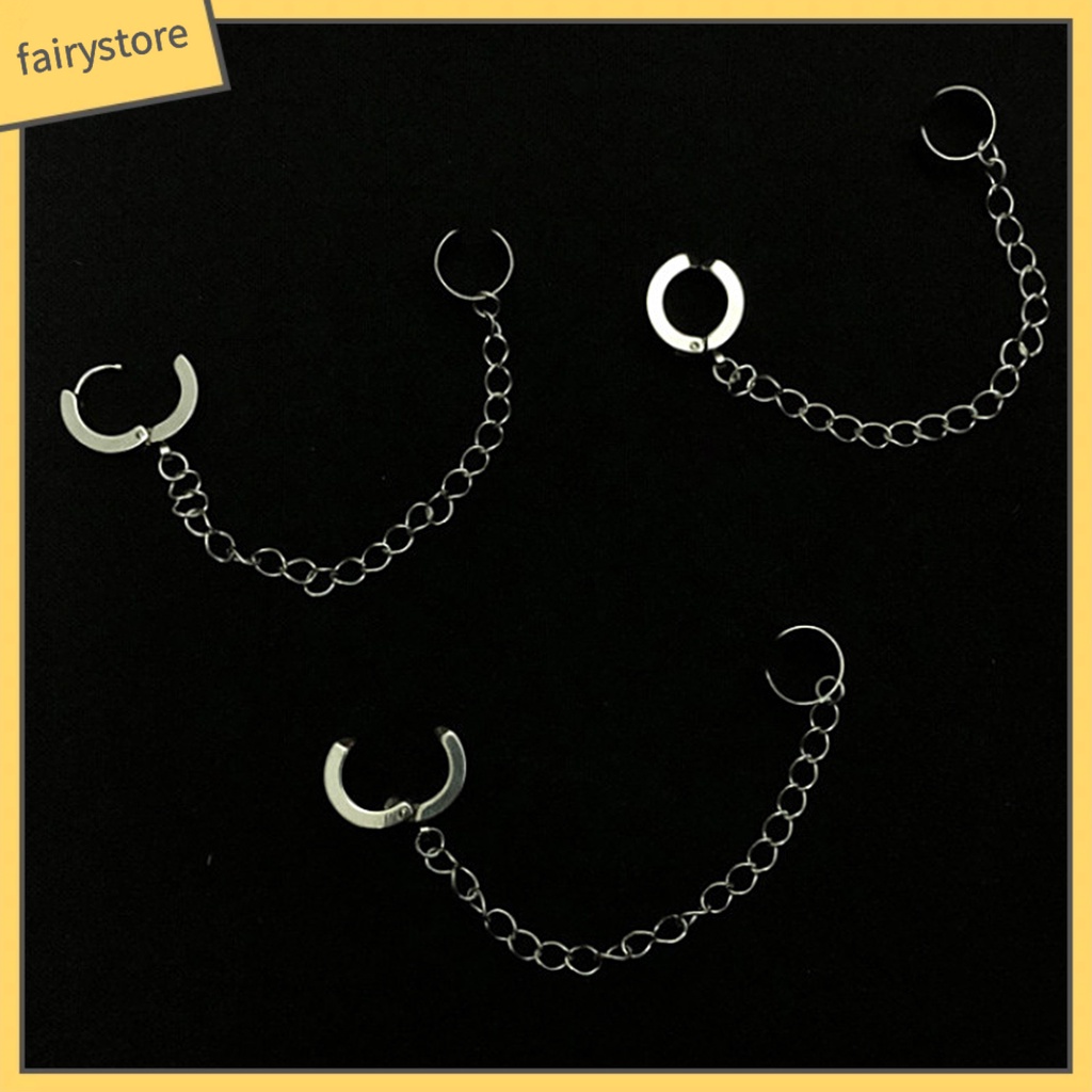 1 Khuyên Kẹp Tai Dây Xích Dài Bằng Thép Titan Không Cần Xỏ Lỗ Dùng Hàng Ngày