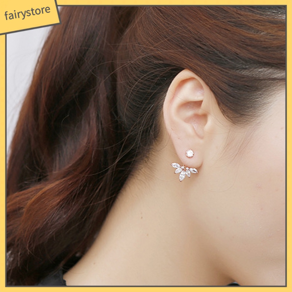 1 Cặp Bông Tai Hợp Kim Hình Hoa Đính Đá Xinh Xắn
