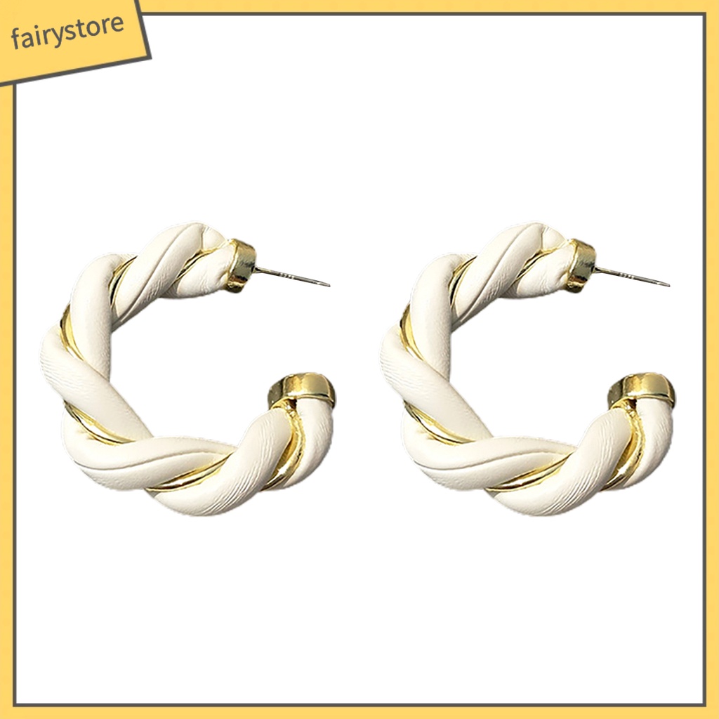 Bông Tai Dạng Vòng Xoắn Giả Da Thời Trang Dành Cho Nữ