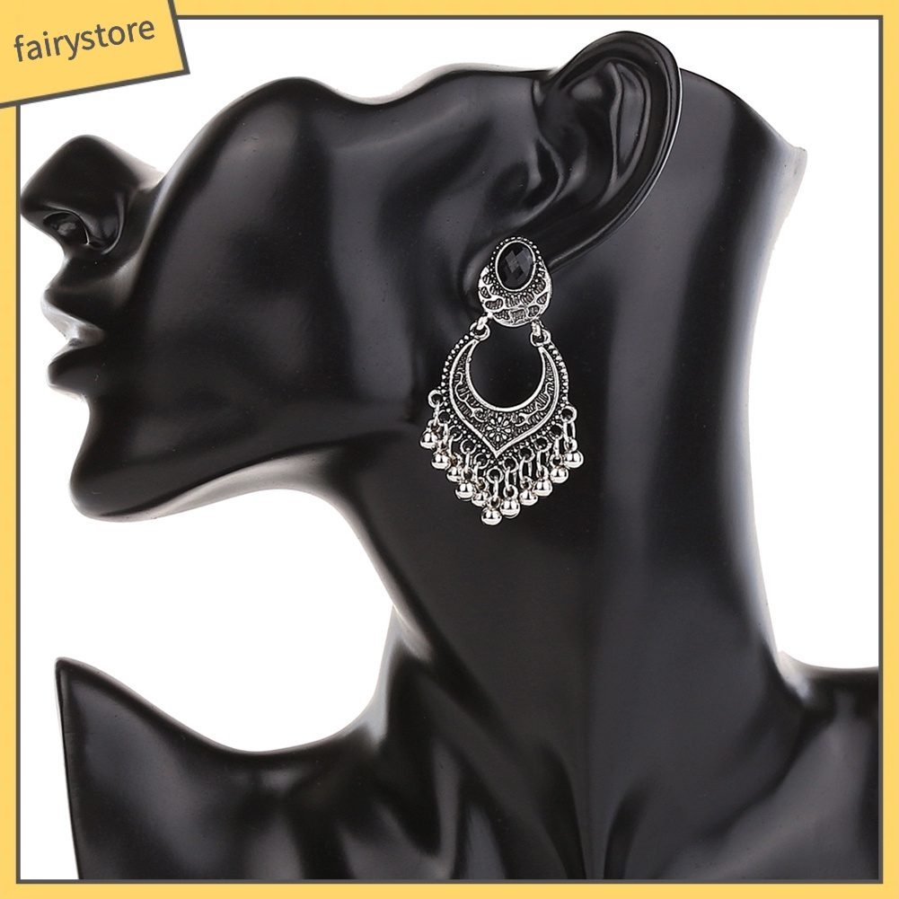 Bông Tai Dáng Dài Phối Tua Rua Phong Cách Cổ Điển Thời Trang Cho Nữ