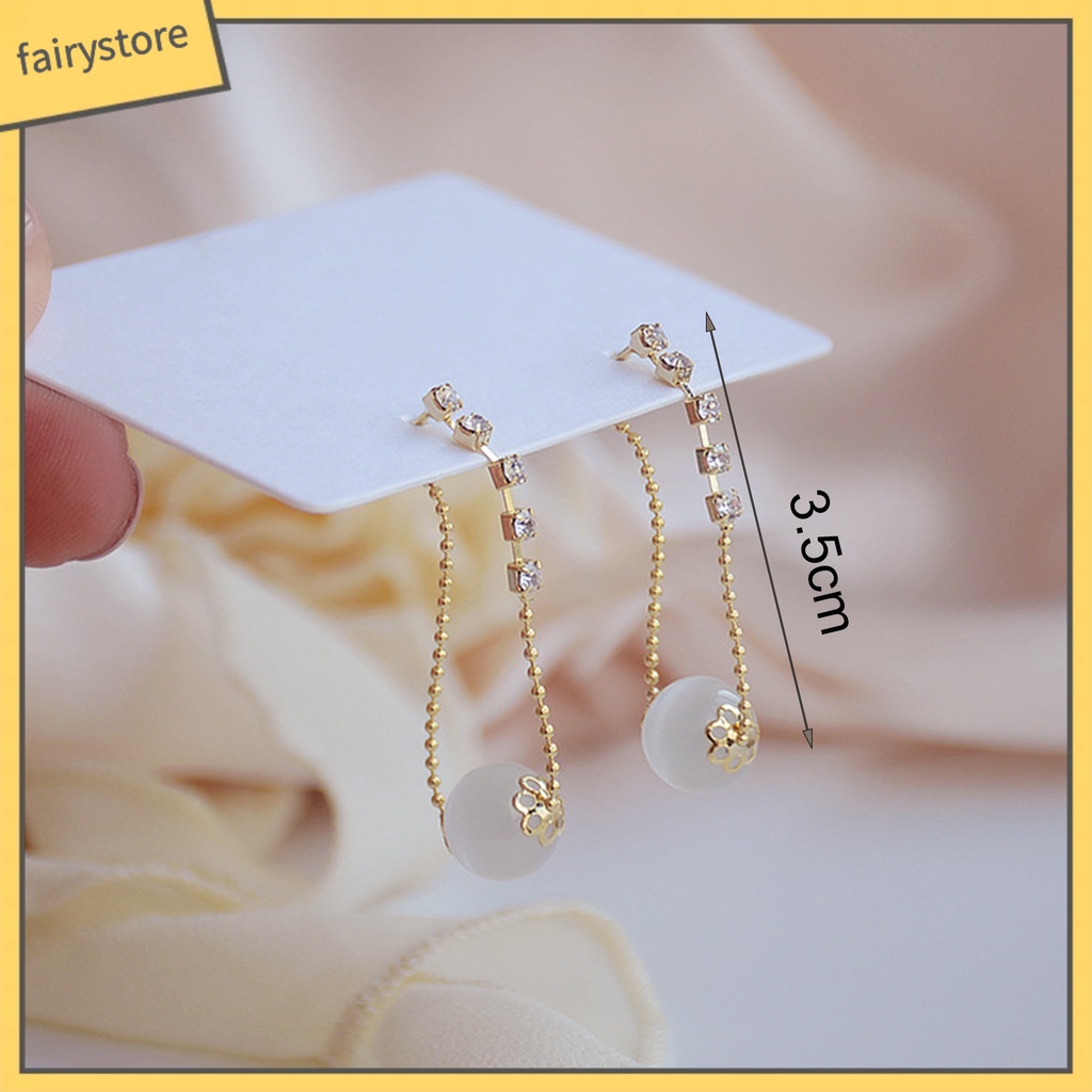 1 Đôi Khuyên Tai Kim Loại Đính Đá Opal Nhân Tạo Thời Trang