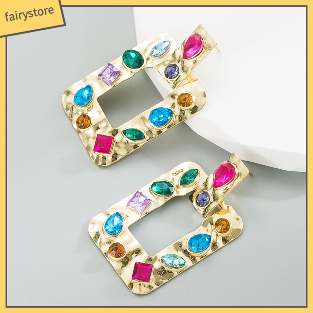 1 Đôi Bông Tai Đính Đá Sang Trọng Phong Cách Vintage