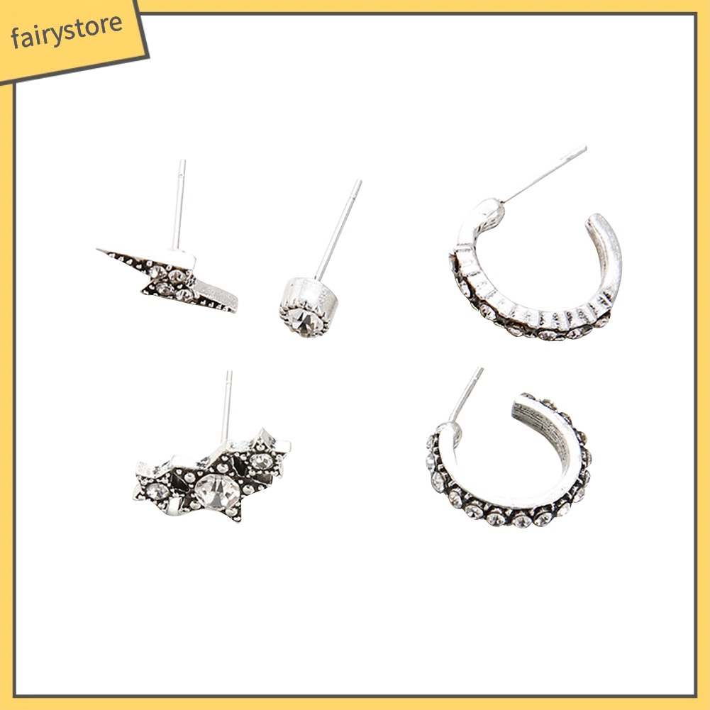 Set 5 Đôi Bông Tai Ngôi Sao Đính Đá Thời Trang Cho Nữ