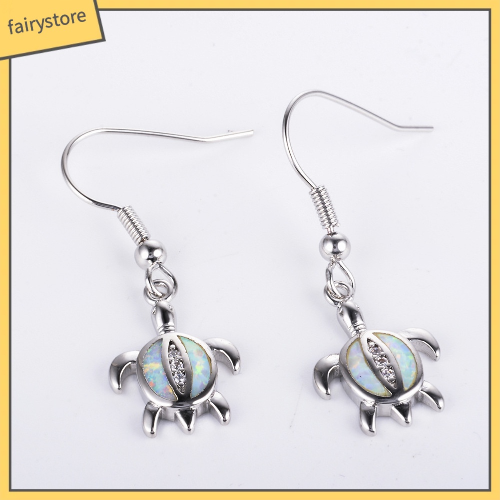 Bông Tai Hình Rùa Đính Đá Opal Dễ Thương Dành Cho Nữ