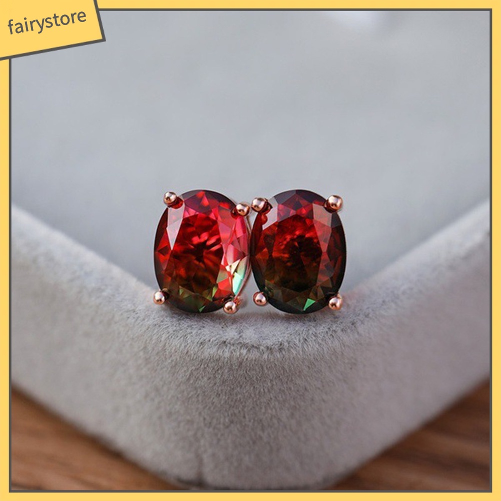 Bông Tai Đính Pha Lê Giả Hình Oval Thời Trang Cho Nữ