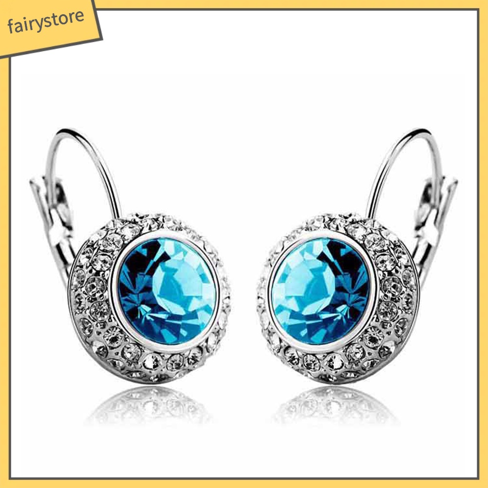 Bông Tai Tròn Đính Đá Trang Nhã Dành Cho Nữ