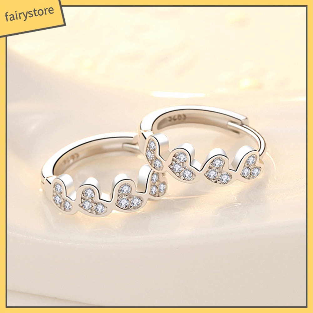 Bông Tai Hình Trái Tim Đính Đá Zircon Thời Trang Dành Cho Nữ