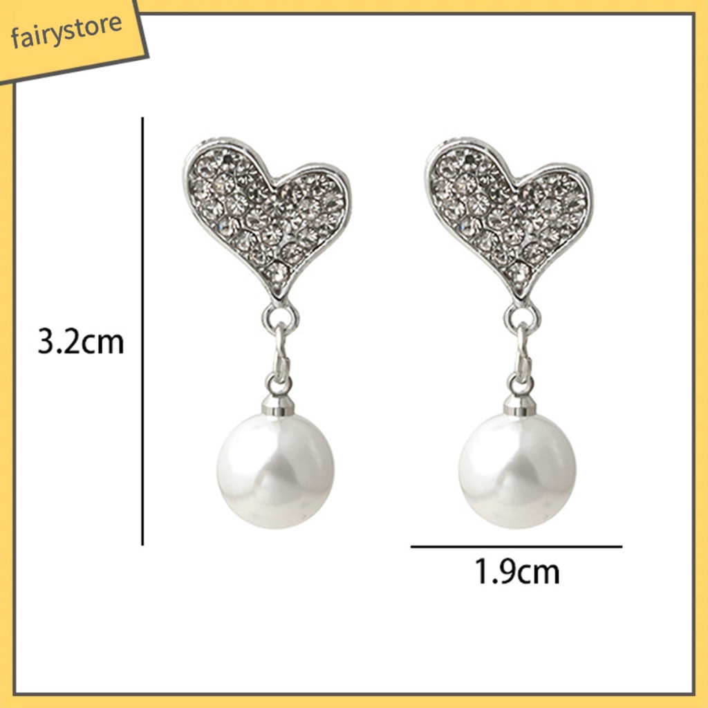 1 Đôi Bông Tai Hình Trái Tim Đính Đá Lấp Lánh Phong Cách Hàn Quốc