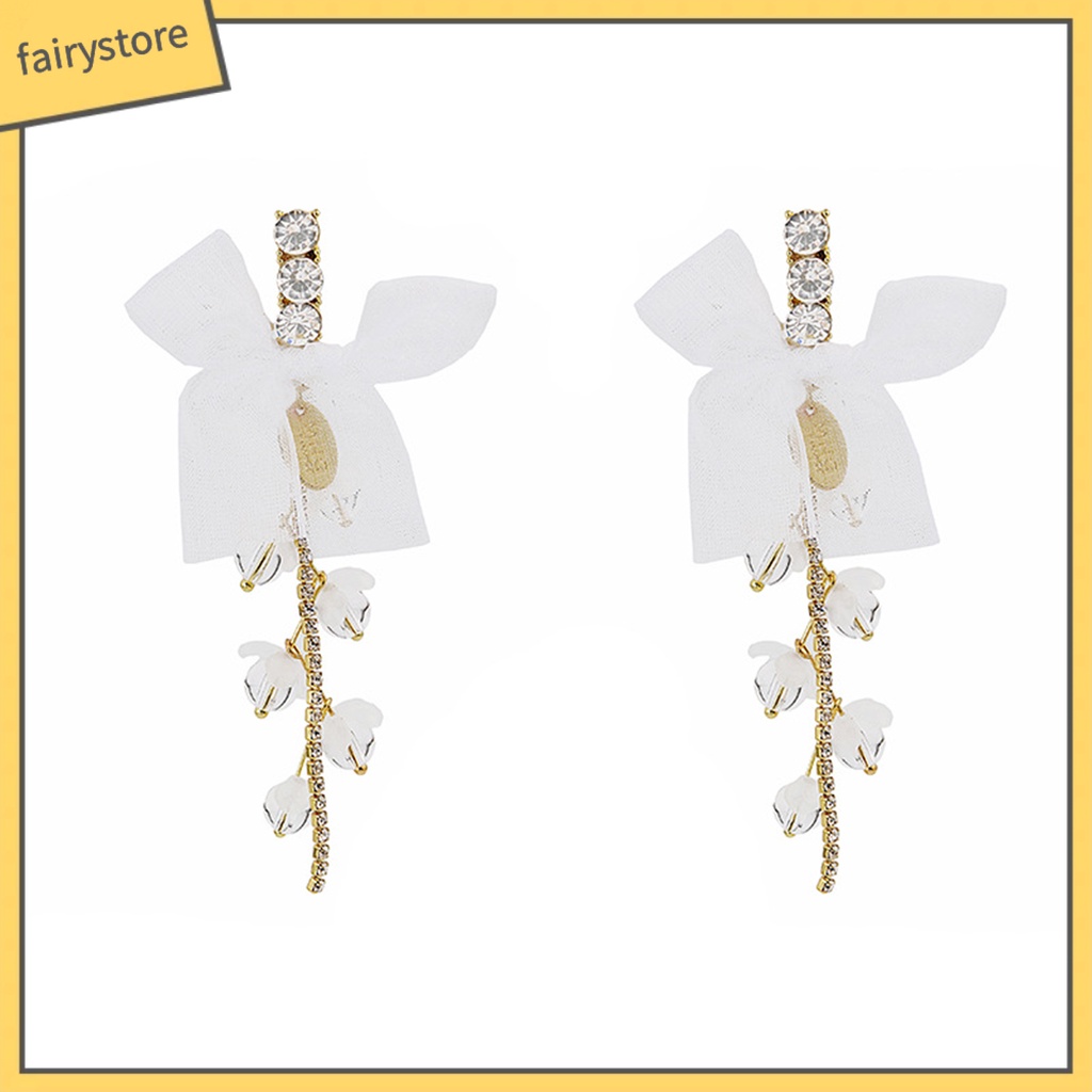 [FRO] 1 Đôi Bông Tai Hoa Tua Rua Dát Đá Giả Kim Cương Bóng Cao Không Gây Dị Ứng Ngọt Ngào Cho Nữ