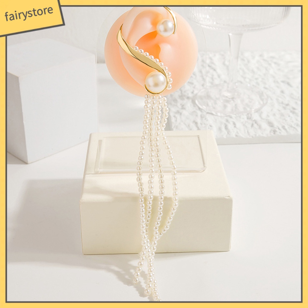 1 Khuyên Tai Dạng Kẹp Không Cân Xứng Đính Ngọc Trai Nhân Tạo Thời Trang