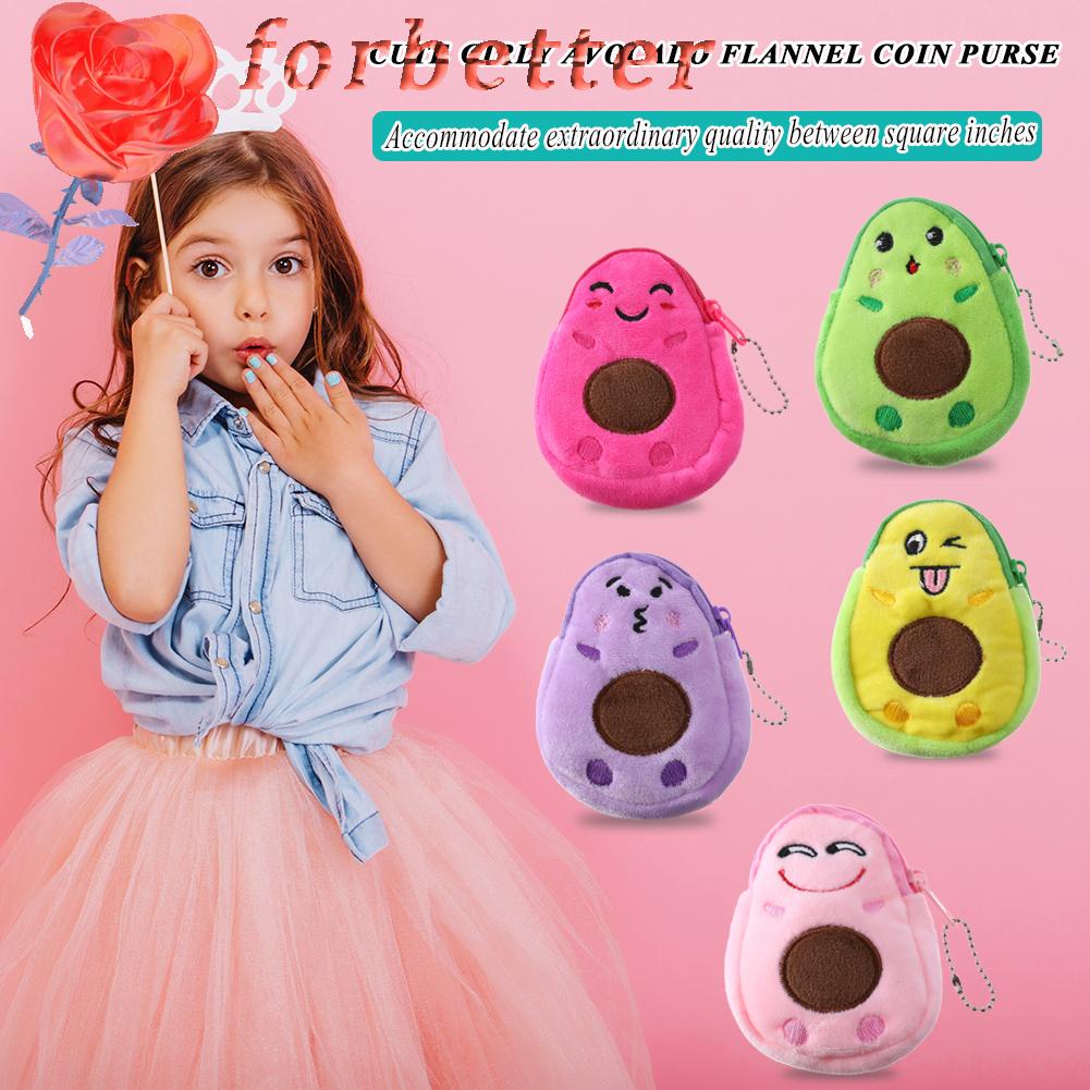 Ví Đựng Tiền Mini Bằng Lông Nhung Hình Quả Bơ Dễ Thương Xinh Xắn Cho Bé Gái